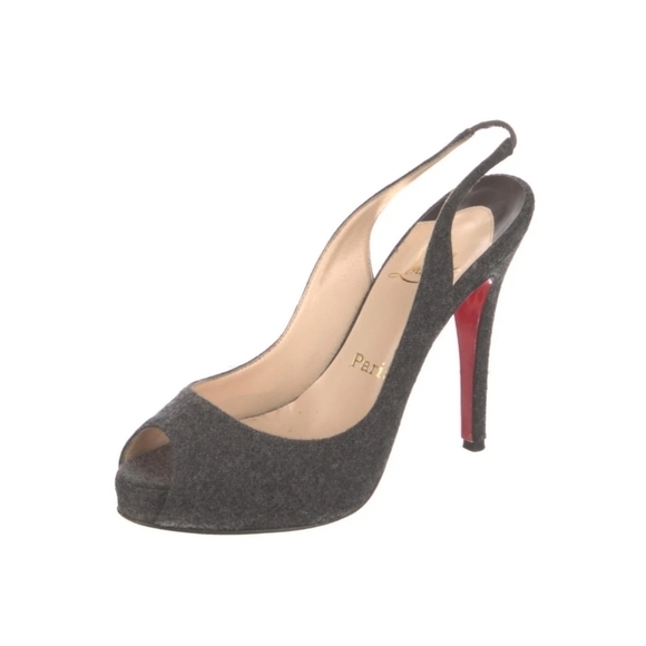 Christian Louboutin Grey Wool slingbacks size 37EU - Picture 4 of 7